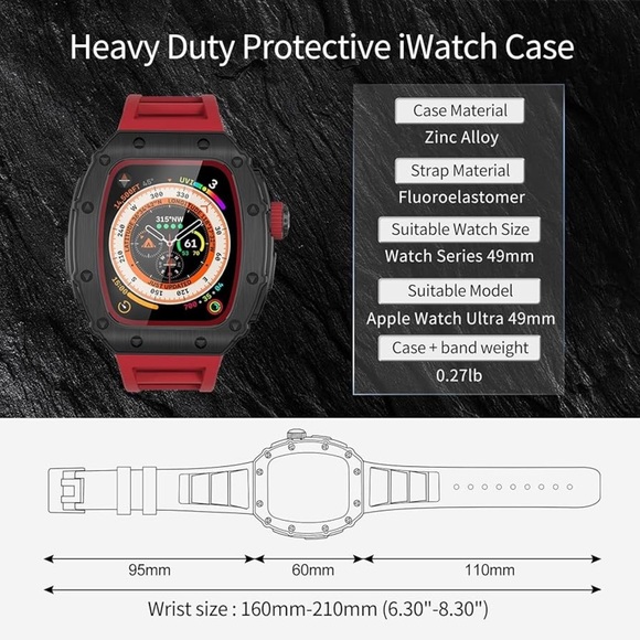 NIB HUALIMEI For Apple Watch Ultra Band 49mm Case in Black/Red - Picture 6 of 16